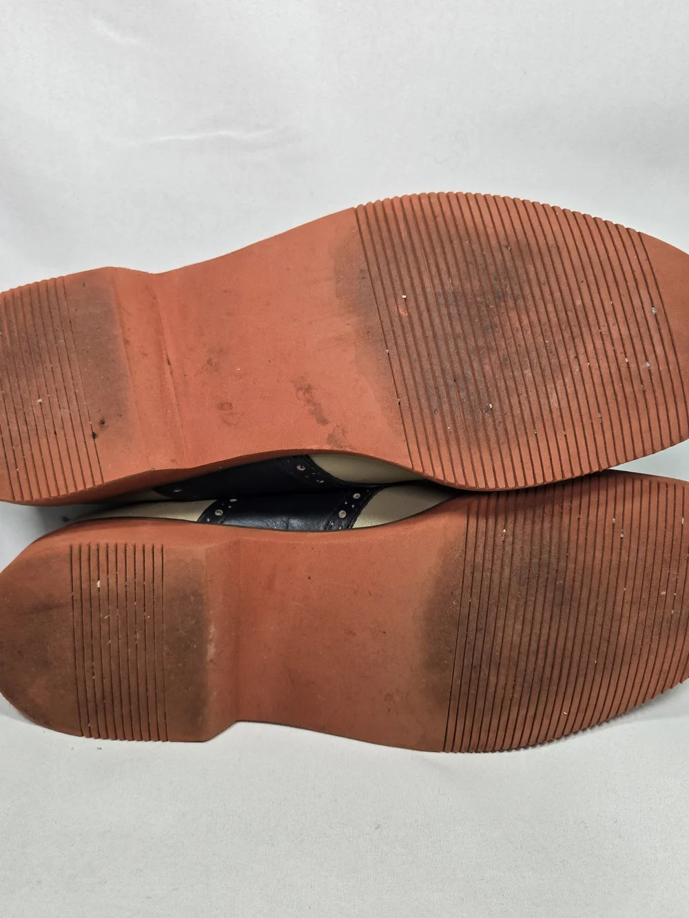 Vintage COLE HAAN Leather Saddle Oxfords Olive Khaki/Navy Mens 6.5 Wide Preppy